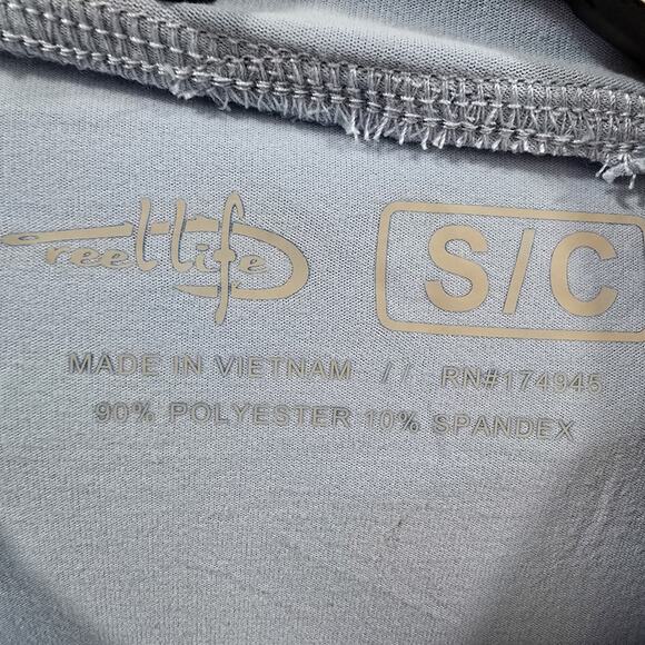 Reel Life Get Outdoors Performance Hoodie Shirt Light Blue UPF 50 S Long Sleeve - Picture 4 of 10